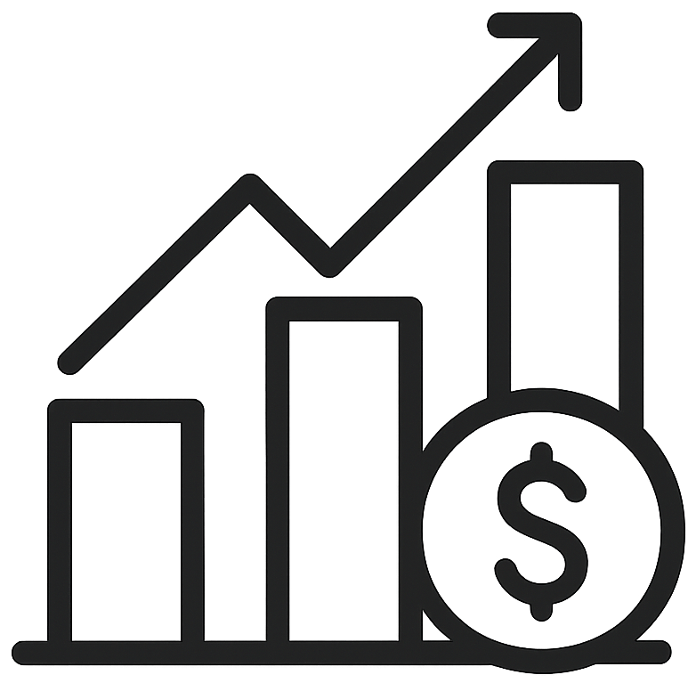 Növekvő érték ikon